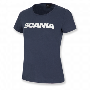T-shirt bleu marine pour femme avec logo Scania