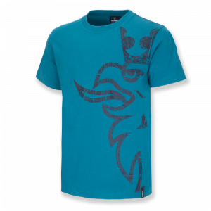 Zeeblauw heren-T-shirt met grote griffioen-opdruk