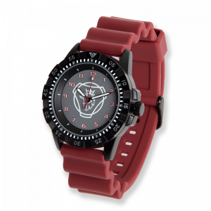 Czerwony zegarek z logo