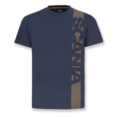 Marineblauw heren-T-shirt met verticale streep