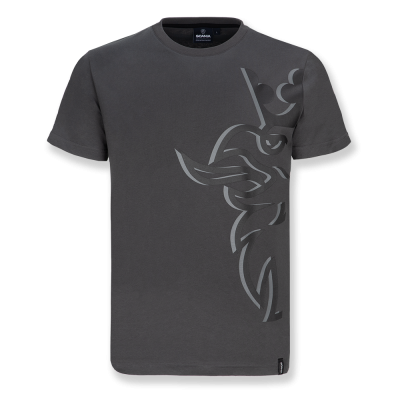 Camiseta bicolor Grand Griffin para hombre en gris antracita