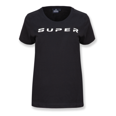 Camiseta Super para mujer en negro grafito