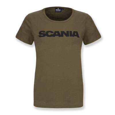 Damski T-shirt Basic z Wordmark, kolor oliwkowy