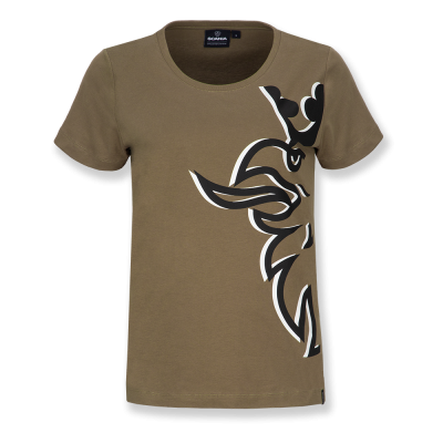 Damski T-shirt Grand Griffin Duo, kolor khaki