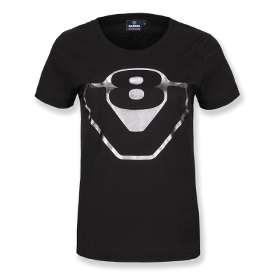 Camiseta V8 para mujer en negro