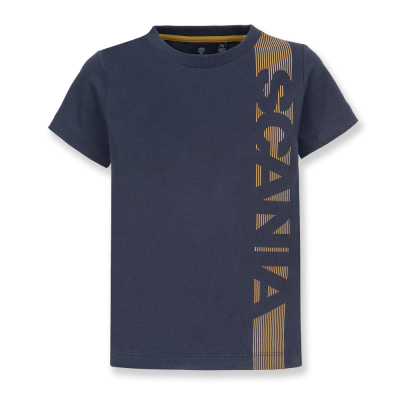 Marineblauw kinder-T-shirt met verticale streep