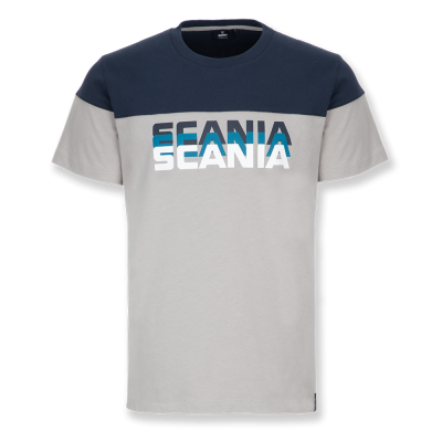 Heren T-shirt met driekleurig Heritage Scania wordmark
