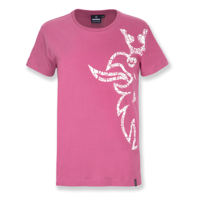 Pink dame-T-shirt i løs passform med grif