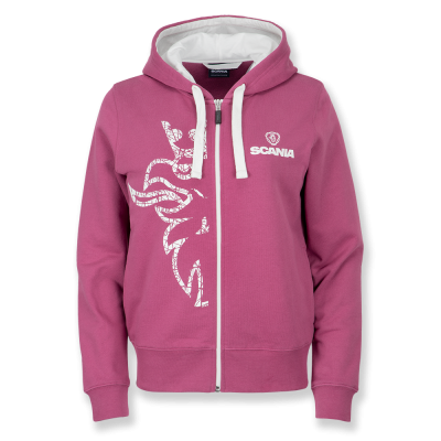 Roze basic vrouwenhoody met griffioen en rits