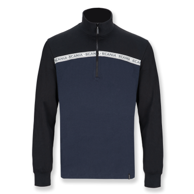 Sweat rétro Duo bleu marine avec zip 1/4 pour homme